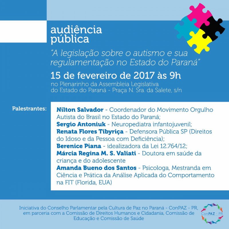 Audiência pública - a legislação do autismo e sua regulamentação no estado do Paraná Audiência pública - a legislação do autismo e sua regulamentação no estado do Paraná