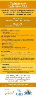 Palestra sobre Inclusão e ABA com Celisabel Caldevilla em Curitiba